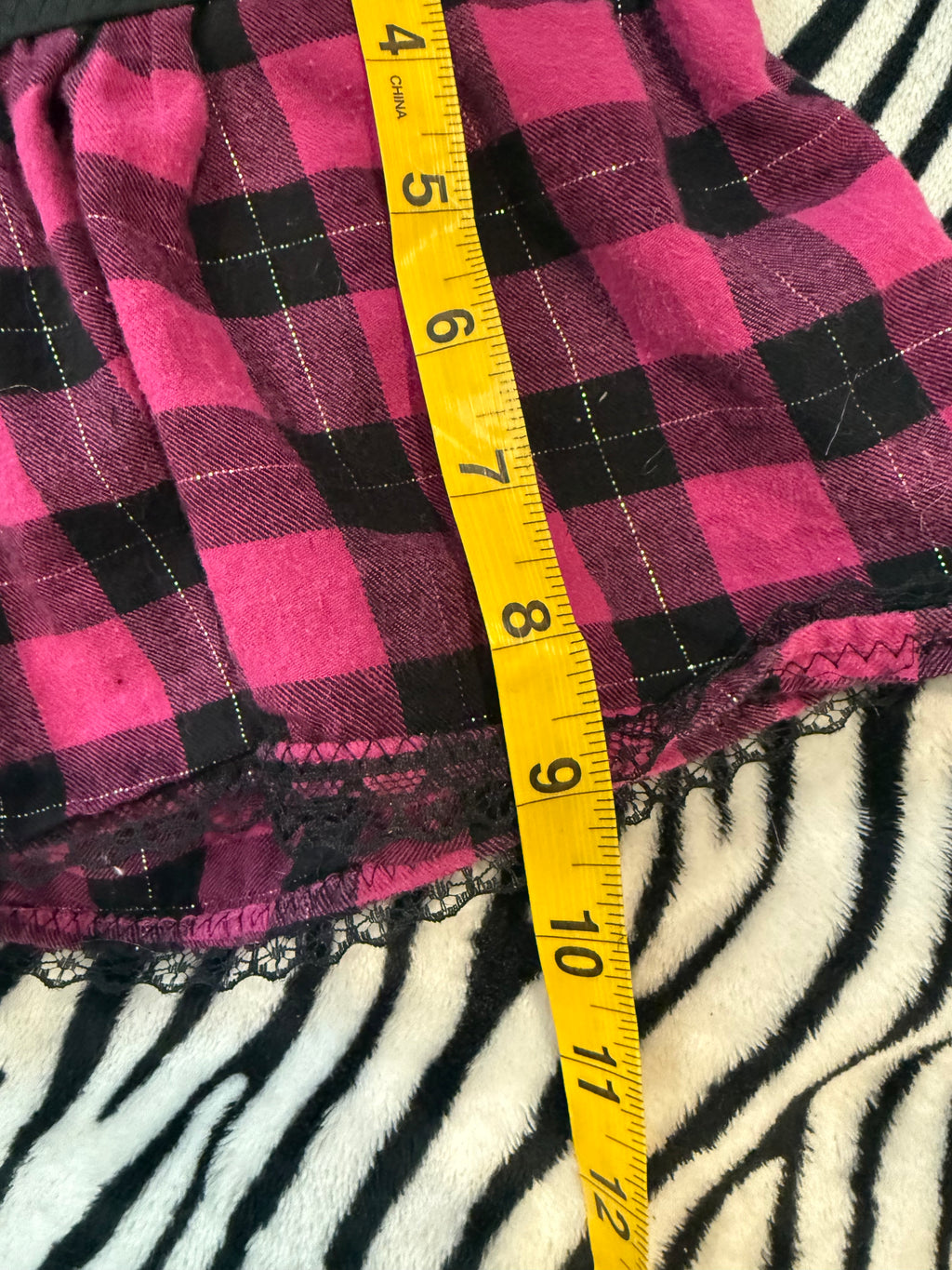 pink & black plaid rave size xxs