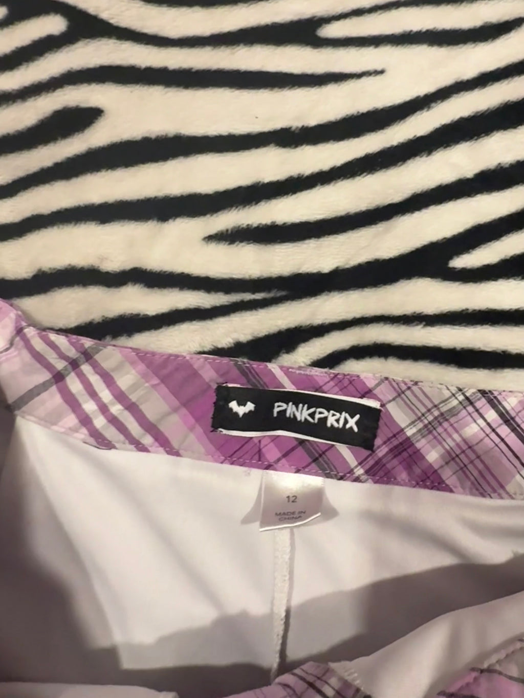 purple plaid lace skirt size L