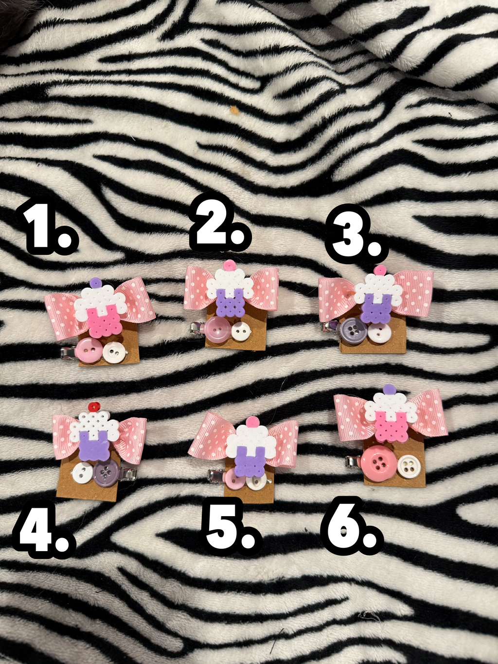 cupcake polka dot hairclips