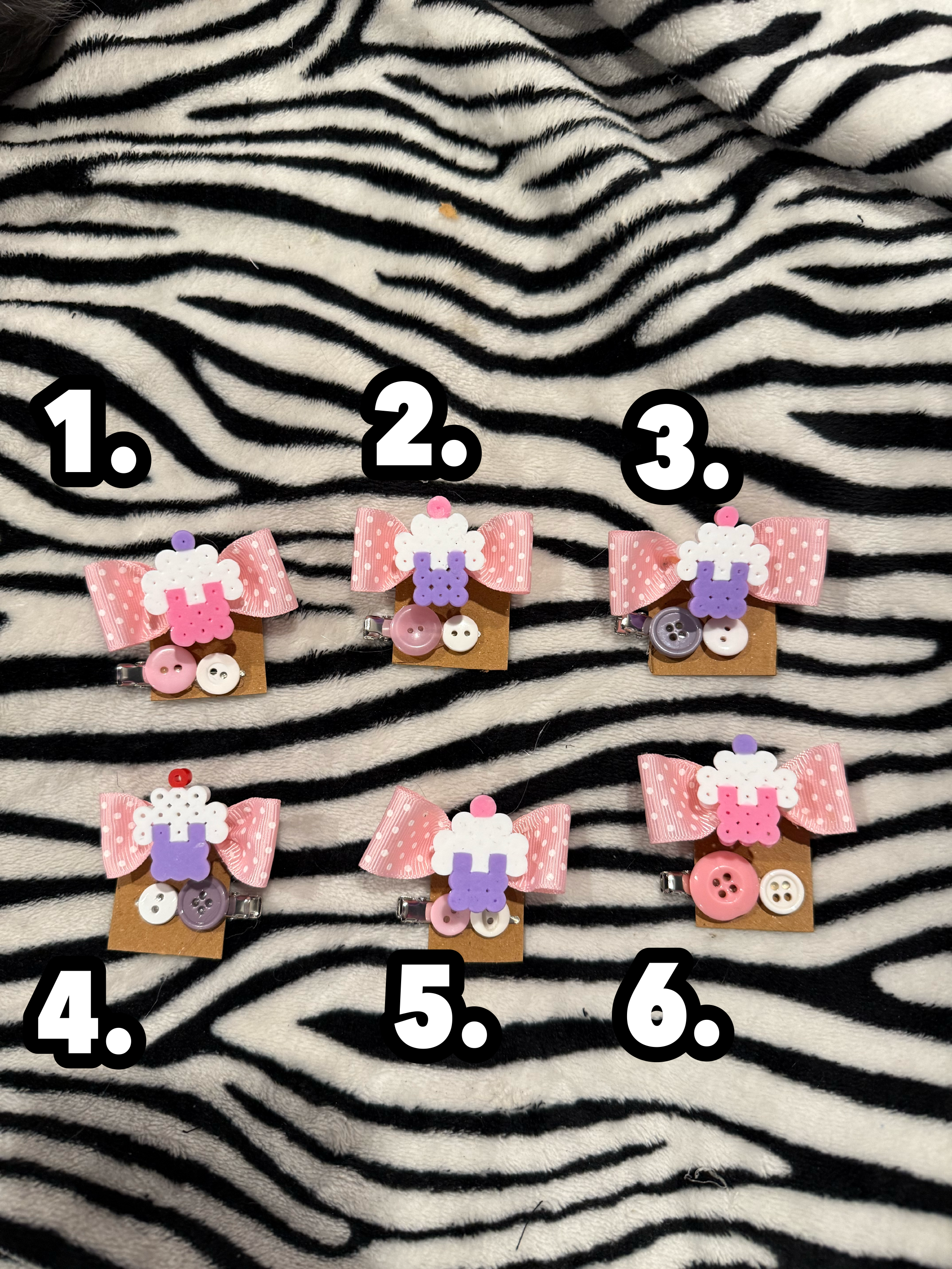 cupcake polka dot hairclips