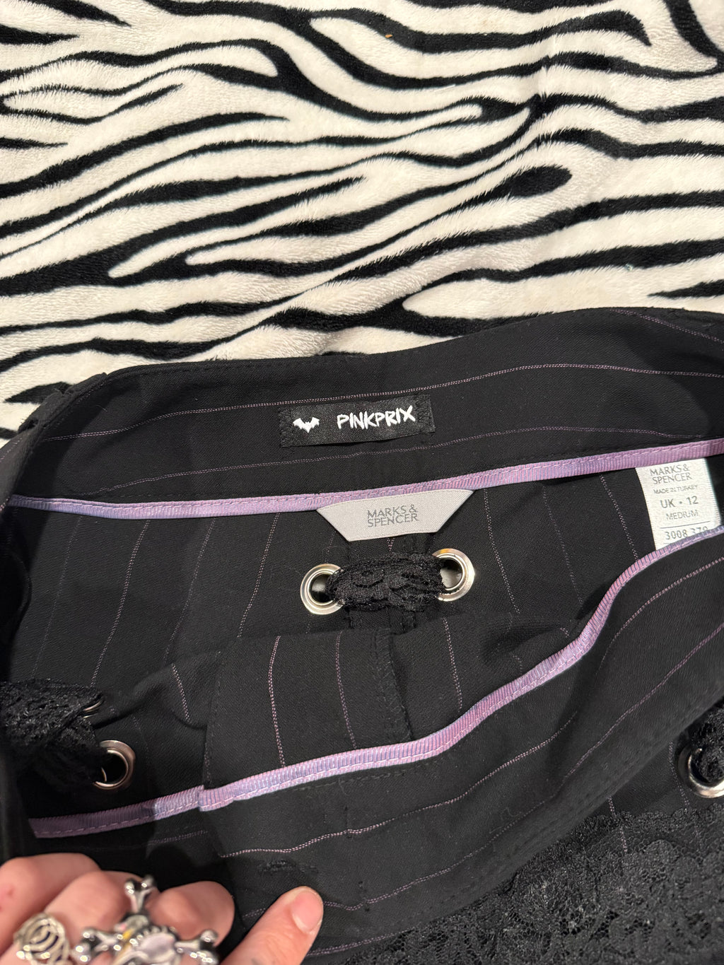 pinstripe lace up mini skirt size m