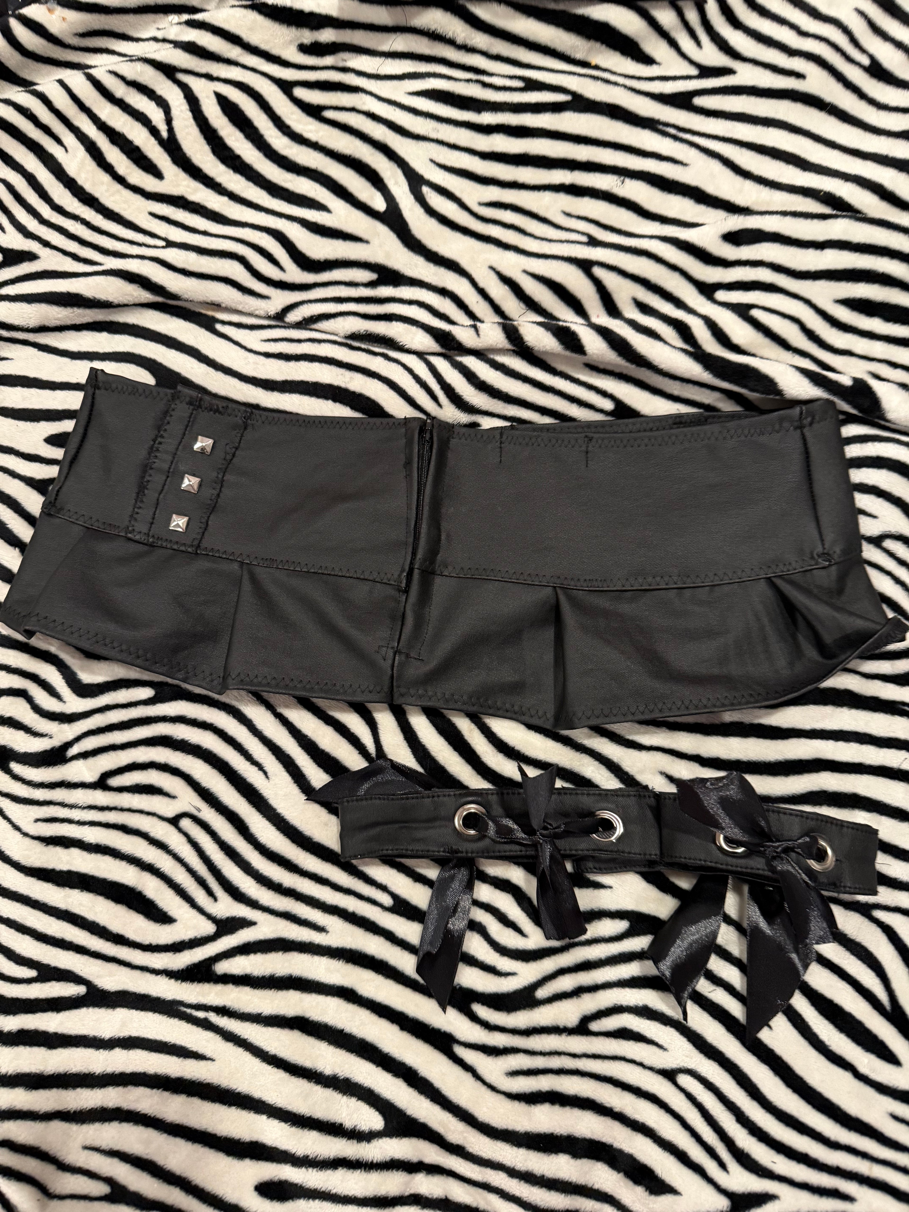 micro faux leather skirt & garter belt size m