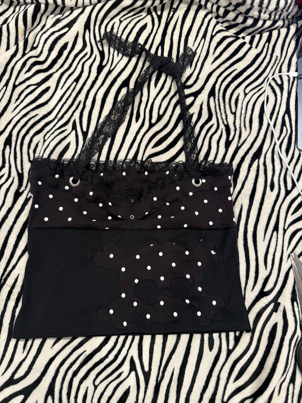 polka dot skull top size m