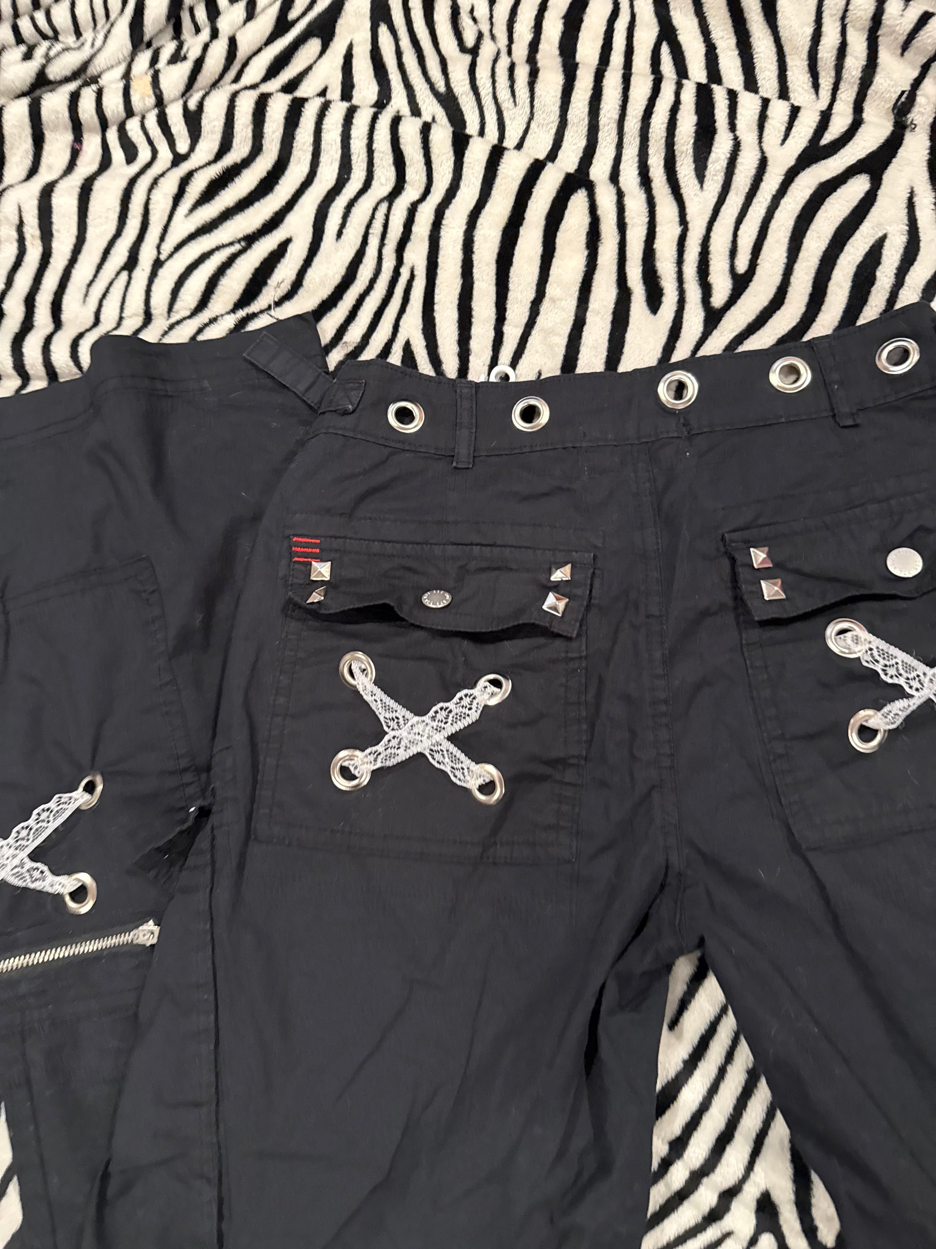 black & white lace up pants size xs